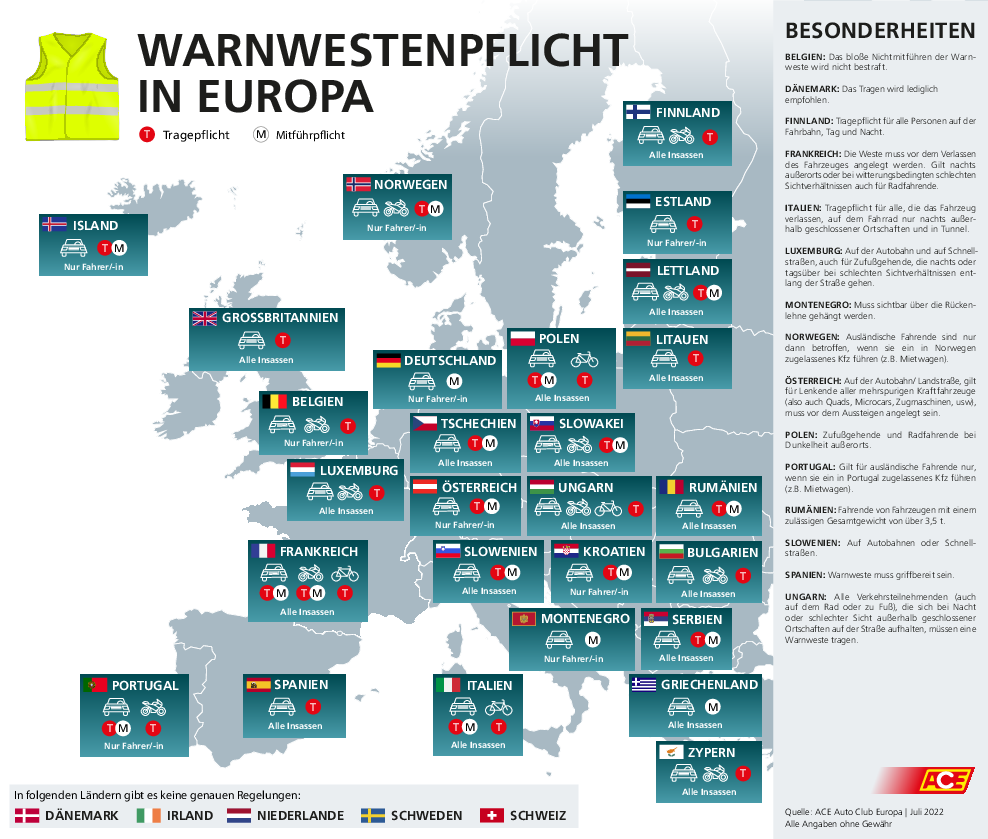 Warnwesten in Europa: Welche Regelungen und Pflichten wo gelten - Presse Ace